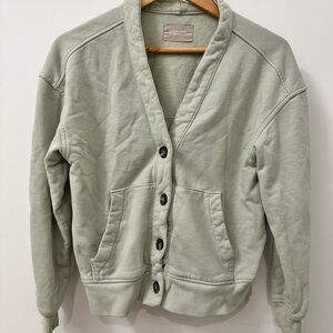Everlane Organic Cotton Varsity Cardigan in White Sage